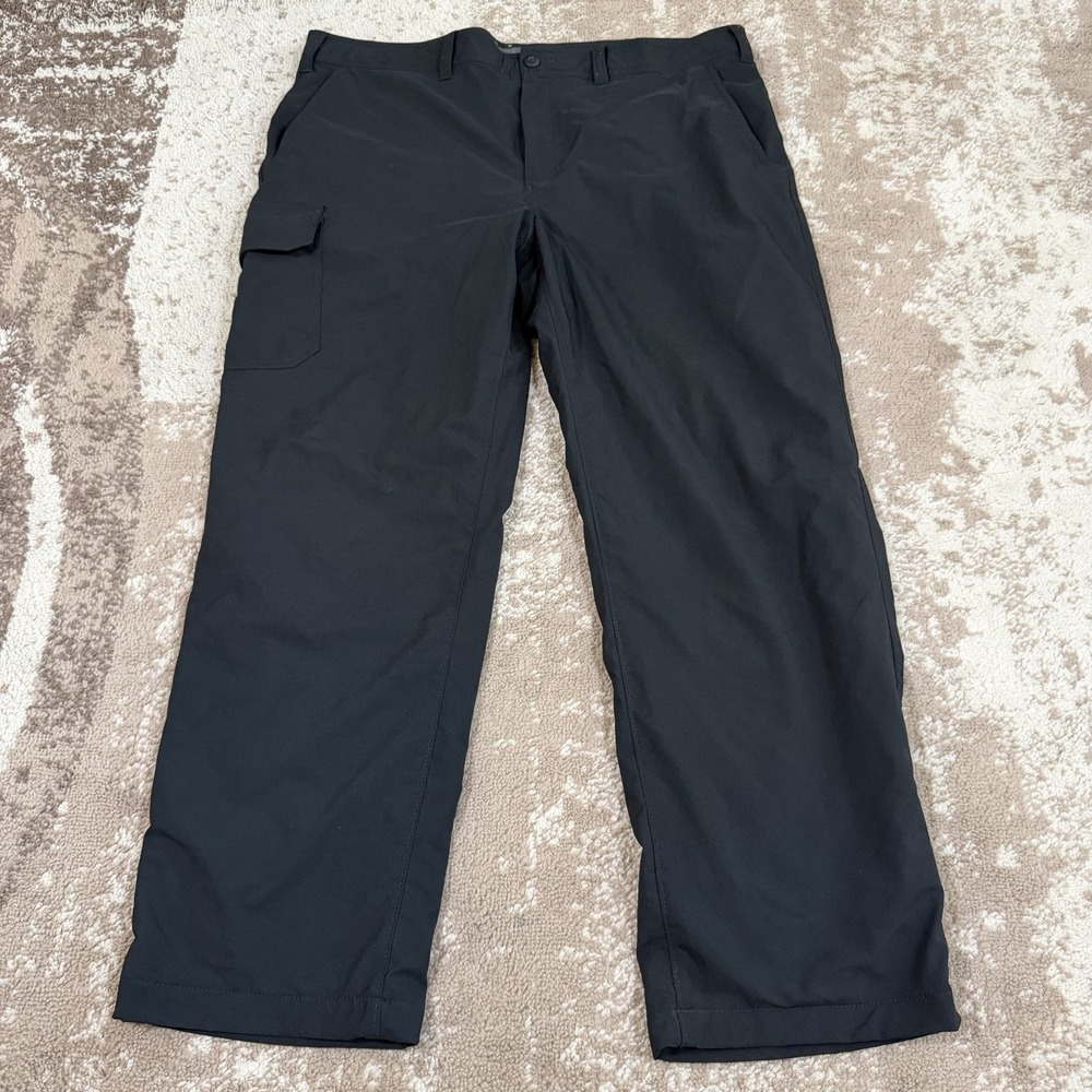 Eddie Bauer Travex Pants Mens 40x30 Black Fleece Lined Cargo Outdoor Hiking